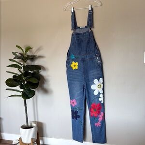 MISSLOOK Blue Denim Floral Jumpsuit